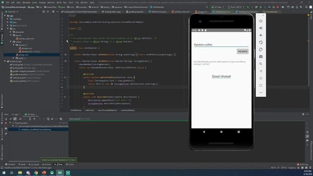 Espresso Custom Matcher Example смотреть онлайн