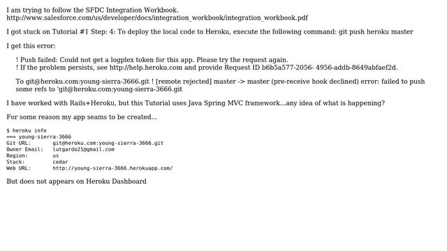 Salesforce: Push failed: Could not get a logplex token for this app смотреть онлайн