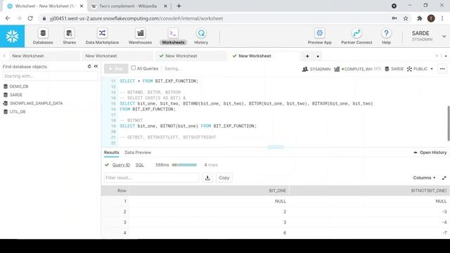 Snowflake - Scalar Functions - Bitwise Expression Functions - Part 1 смотреть онлайн