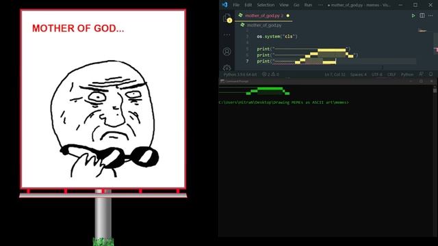 Drawing MEMEs as ASCII art смотреть онлайн