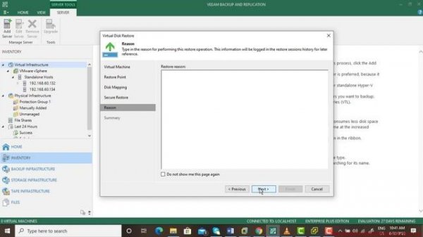 Virtual Disk Restore in Veeam Backup and Replication