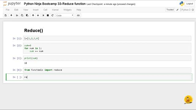 Python Ninja Bootcamp 33-Reduce function смотреть онлайн