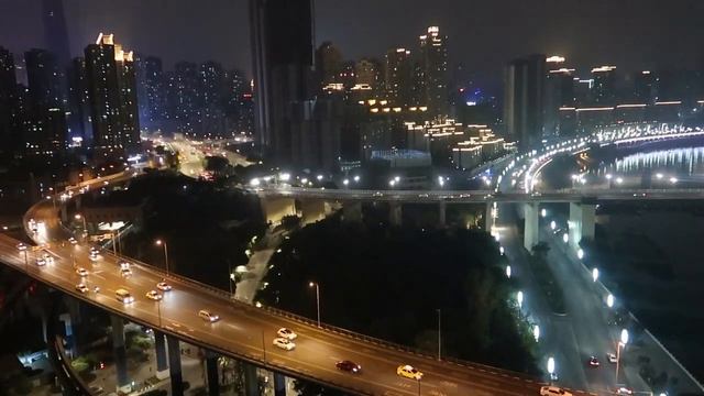 Night view in Chongqing, China (from my hotel) in 2018 смотреть онлайн
