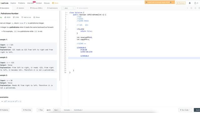 9. Palindrome Number | Leet code solution java Hindi смотреть онлайн
