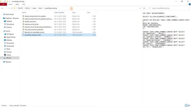 Running an ETL / SnowSQL Script using Snowflake python connector - +91 7396553033 (India). смотреть онлайн