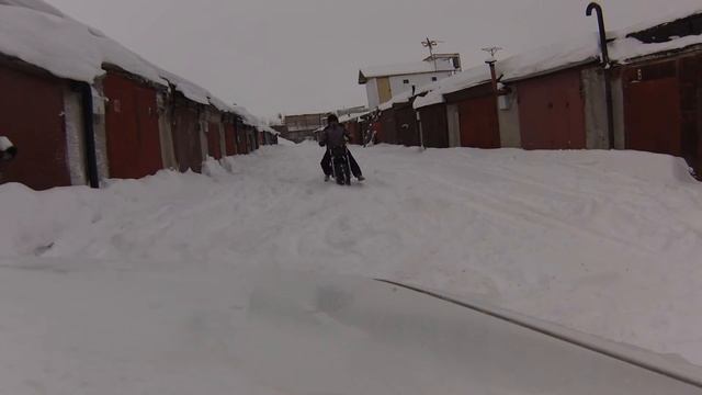 Самодельный мини байк Кузьма. Тест драйв. Снег. mini bike home made. смотреть онлайн