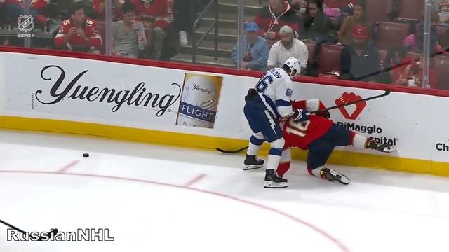 Nikita Kucherov Hits Barkov And Gets Attacked By Matthew Tkachuk In OT (21 Oct 2022)