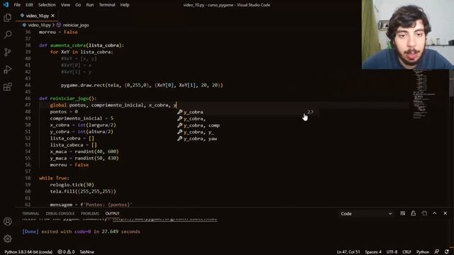 Curso Pygame #10 - Criando o jogo da cobrinha (Snake Game) Parte 3 смотреть онлайн