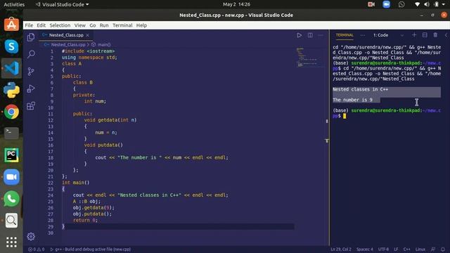 Nested of classes in C++ смотреть онлайн