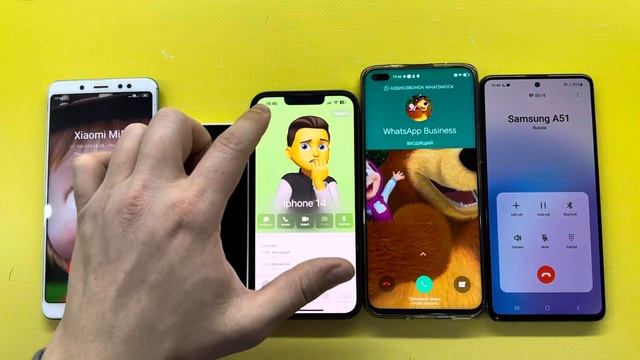 Incoming Call WhatsApp Business IPhone 14 Vs IPhone 5 Vs XIAOMI Mi5 Vs Samsung A51 Vs Honor 50