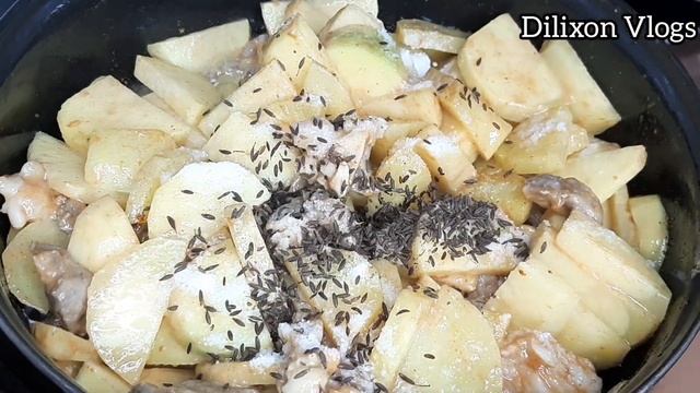 Жареная картошка с мясом на сливочном масле/Fried Potatoes With Meat/Kartoffel Mit Fleisch