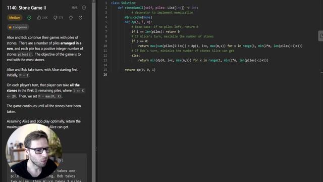 Python Tutorial: Solving Stone Game II Problem from LeetCode with Dynamic Programming | 1140 смотреть онлайн