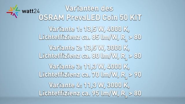OSRAM KIT PrevaLED COIN 50 - LED Retrofit für Halogen- und HCI Reflektorlampen [watt24-Video Nr.165 смотреть онлайн
