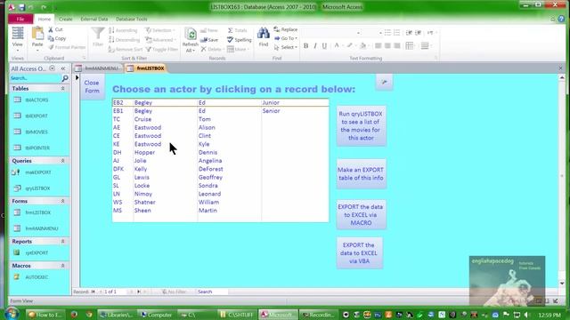 ACCESS Lesson 163 - Export data to Excel via VBA смотреть онлайн