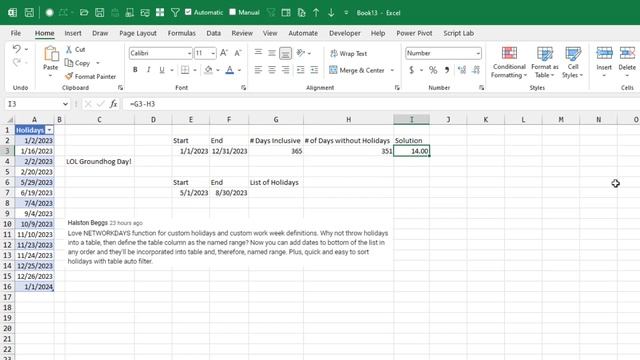 Excel - Count Holidays Between Two Dates - Episode 2549 смотреть онлайн