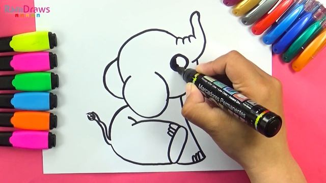 How to draw A CUTE BABY ELEPHANT - Cómo dibujar UN ELEFANTE BEBÉ KAWAII смотреть онлайн