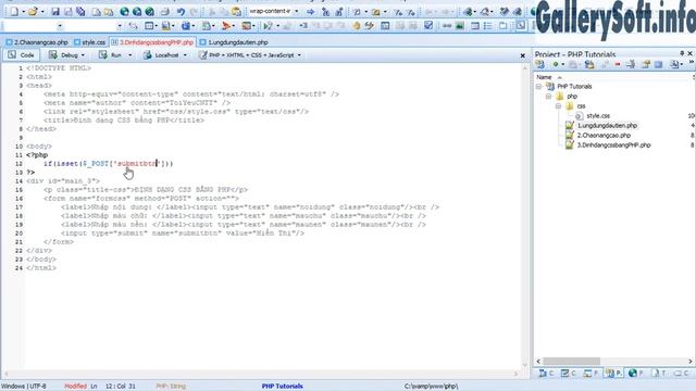 [GallerySoft.info] PHP Tutorials - Bài 5. Định dạng CSS bằng biến trong PHP смотреть онлайн