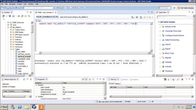 SAP HANA - Table SQL Statements смотреть онлайн