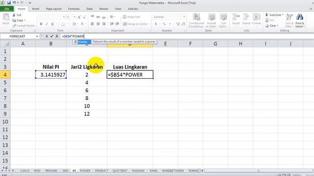 Cara membuat rumus luas lingkaran dengan fungsi PI Excel смотреть онлайн