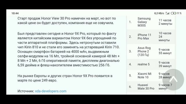 Honor View 30 Pro и Honor 9X Pro. Характеристики + Цена!!! смотреть онлайн