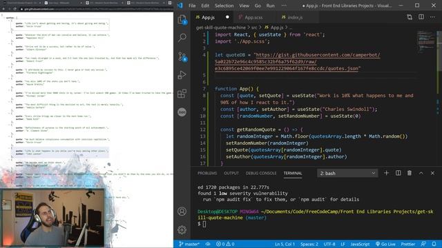 FULL Beginner's FreeCodeCamp Project - Random Quote Machine w/ React | Get Skill смотреть онлайн