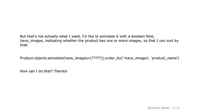Django : Django query annotation with boolean field смотреть онлайн
