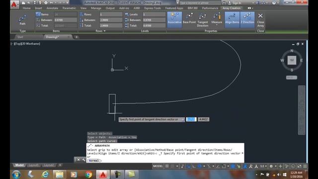 AutoCAD I 12-19 Path Array Tangent Direction смотреть онлайн