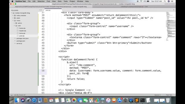 6. Posting a comment (push) - Create a Blog in NodeJS and MongoDB смотреть онлайн