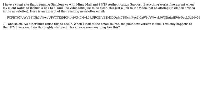 Drupal: Simplenews newsletter producing undecoded base64 email смотреть онлайн