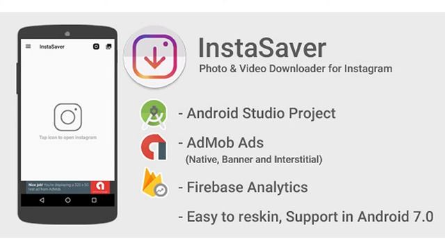 InstaSaver + Repost with Admob Ads + Google Analytics + Firebase Integration | Codecanyon Scripts смотреть онлайн