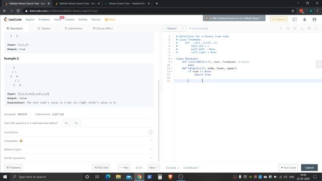 Leetcode 98. Validate Binary Search Tree - Python смотреть онлайн