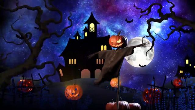 10 Hours Spooky Halloween Night - Haunted House Spooky Music - Halloween Screensaver | Cozy Ambienc