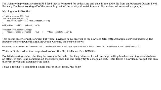 Wordpress: Custom RSS feed forces download (2 Solutions!!) смотреть онлайн