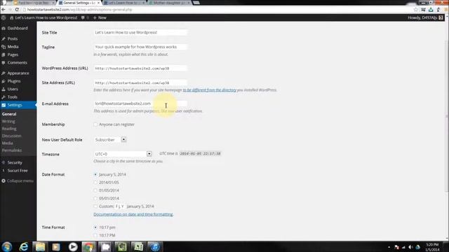 Reviewing the General Settings Tab in Wordpress смотреть онлайн