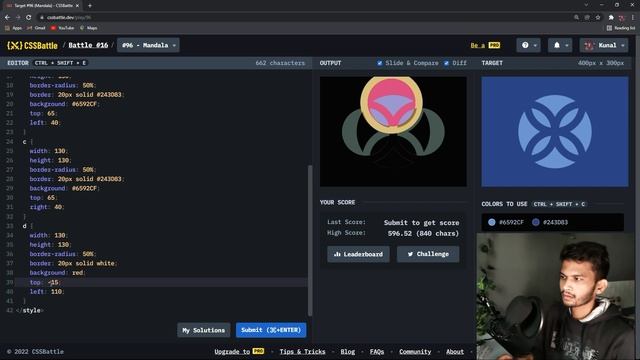 I Challenged Myself To a CSS Battle! | Battle #16 (Aspect) | Target #96 (Mandala) CSSBattle.dev смотреть онлайн