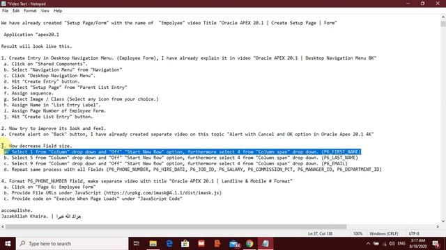 Oracle APEX 20.1 | Format Setup Page | Form 8K смотреть онлайн