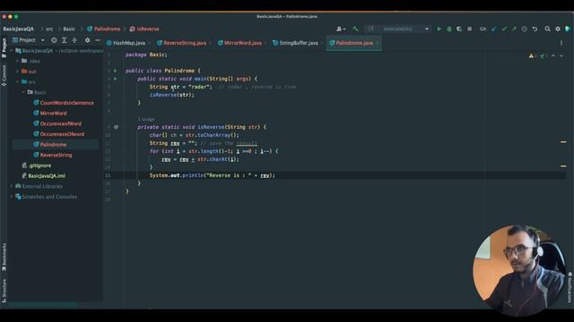 Basic Java Program - Palindrome - Check if reverse is True | Java for QA SDET Playlist смотреть онлайн