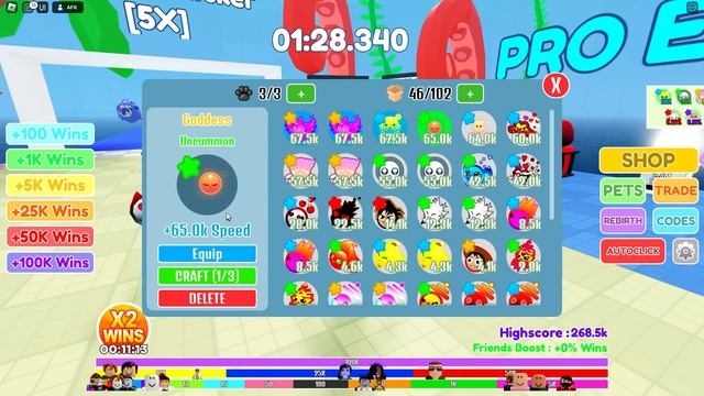 КУПИЛ ДВА ПЕТА ЗА 225000 РОБУКСОВ В СИМУЛЯТОРЕ СКОРОСТИ В РОБЛОКС! RACE CLICKER ROBLOX смотреть онлайн