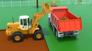 Бульдозер, колесный погрузчик и самосвалы для детей | Ремонт игровых площадок для детей