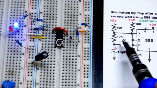 One push button switch flip flop toggle using 555 timer learning electronics circuit by Electronzap смотреть онлайн