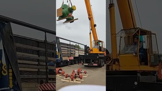 Работа автокрана - Погрузка насосного оборудования смотреть онлайн