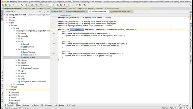 Step Listener in Spring Batch (ItemProcessListener) смотреть онлайн