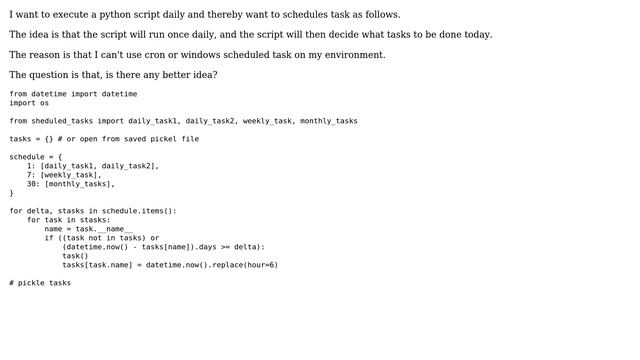 Code Review: Simple python scheduled tasks script that runs once daily смотреть онлайн