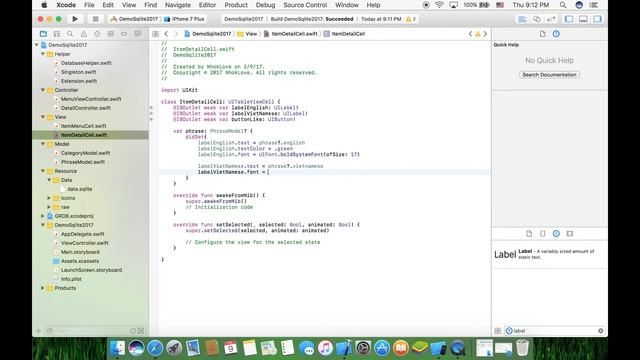 Lập Trình IOS Swift 3 - Hướng Dẫn Sử Dụng Sqlite trong Swift 3 Phần 3 смотреть онлайн