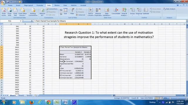 How to calculate T Test using Ms. Excel смотреть онлайн