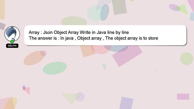 Array : Json Object Array Write in Java line by line смотреть онлайн