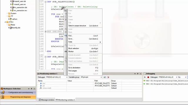 KUKA WorkVisual 4.0 - Debugging - Monitoring Window смотреть онлайн