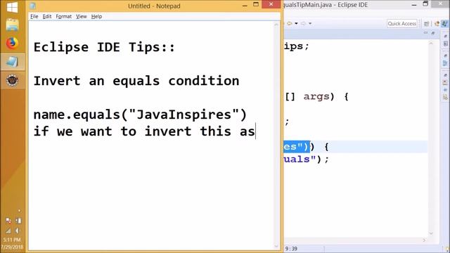 Invert Equals Method (Ctrl+1) | Java Inspires смотреть онлайн