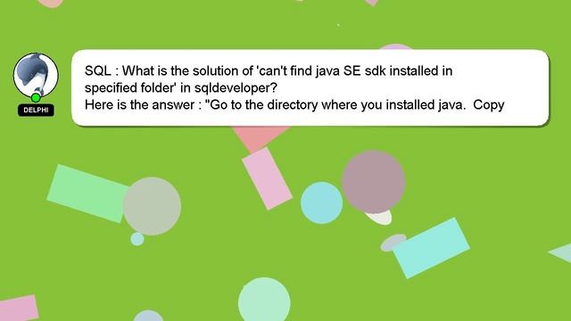 SQL : What is the solution of 'can't find java SE sdk installed in specified folder' in sqldevelope смотреть онлайн