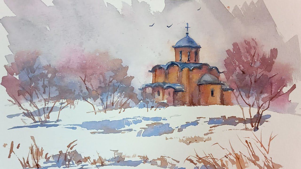 Русская зима, церковь Спаса на Ковалёве смотреть онлайн